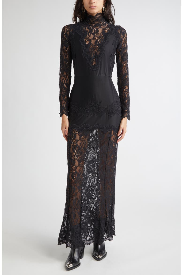 nordstrom long sleeve lace dress Lace Panel Long Sleeve Midi Dress (Women)