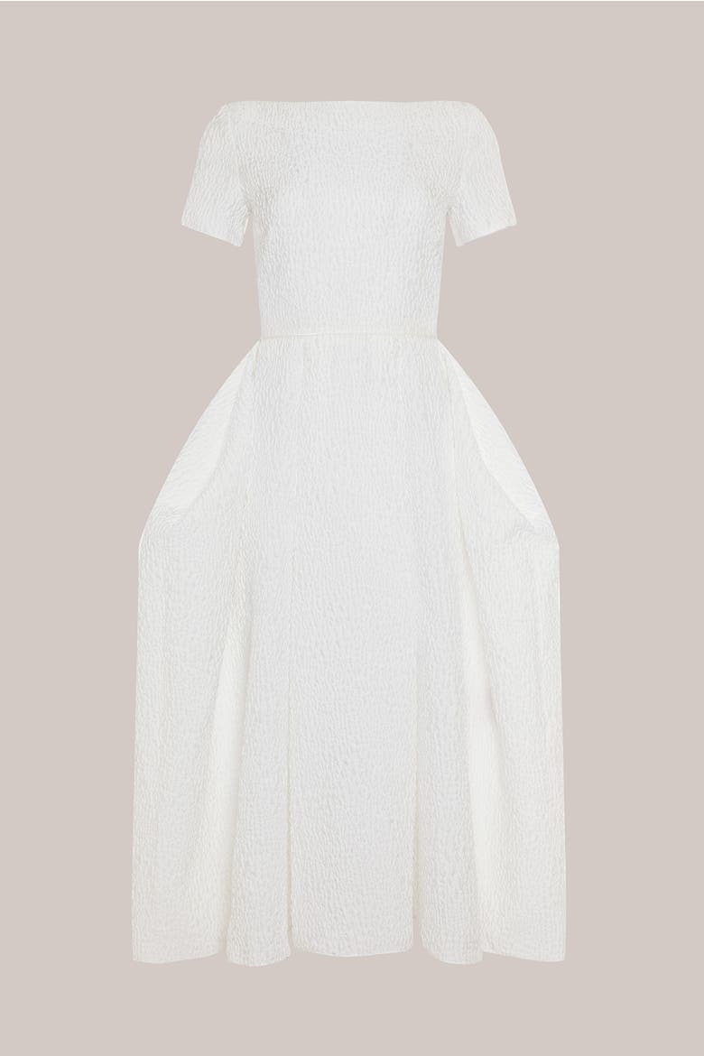 Vaela Short Sleeve Bridal Dress, Alternate, color, Ivory