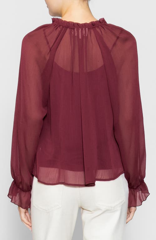 Melloday Ruffle Long Sleeve Top In Burgundy