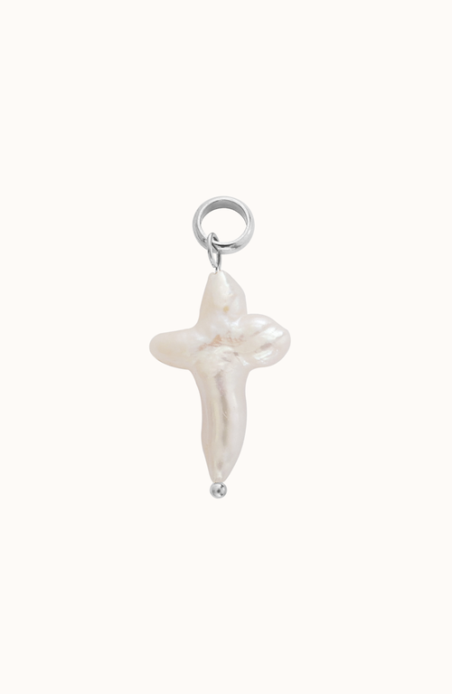 Joiana Jewelry Pearl Cross Charm Pendant In Neutral