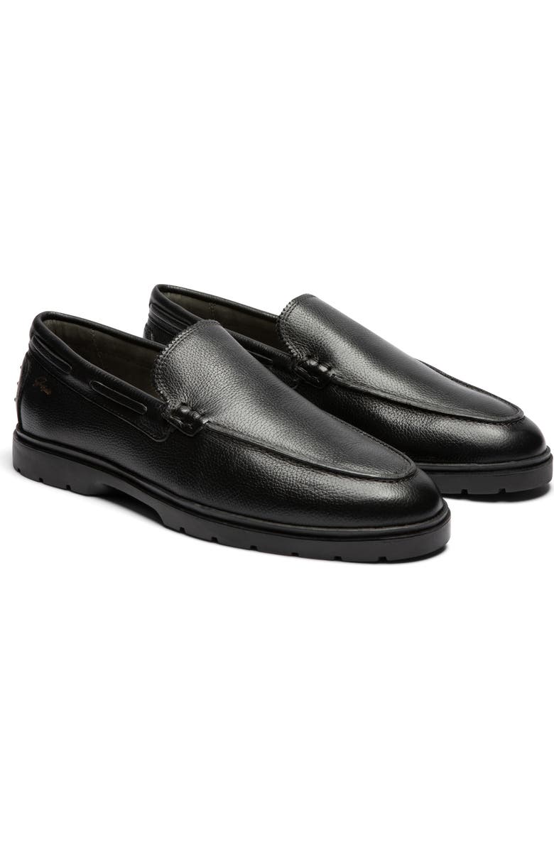 Gernie Venetian Driving Loafer, Main, color, Black Grainy