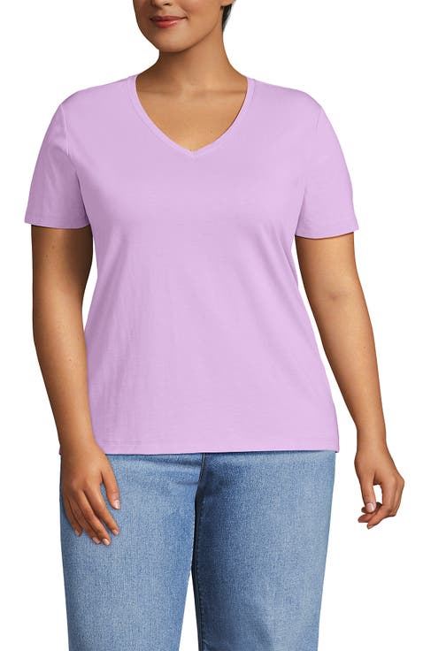 Plus Size Relaxed Supima Cotton V-Neck T-Shirt