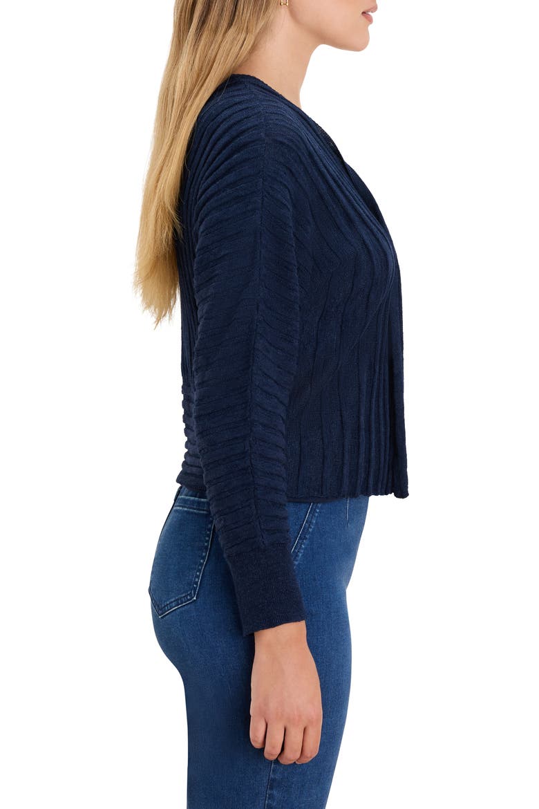 Accordion Linen Blend Rib Cardigan, Alternate, color, DARK INDIGO
