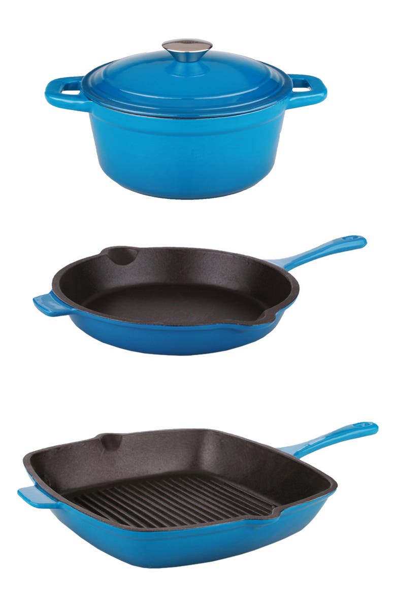 BergHOFF Neo Set of 4 Cast Iron Grill Set, Main, color, Blue