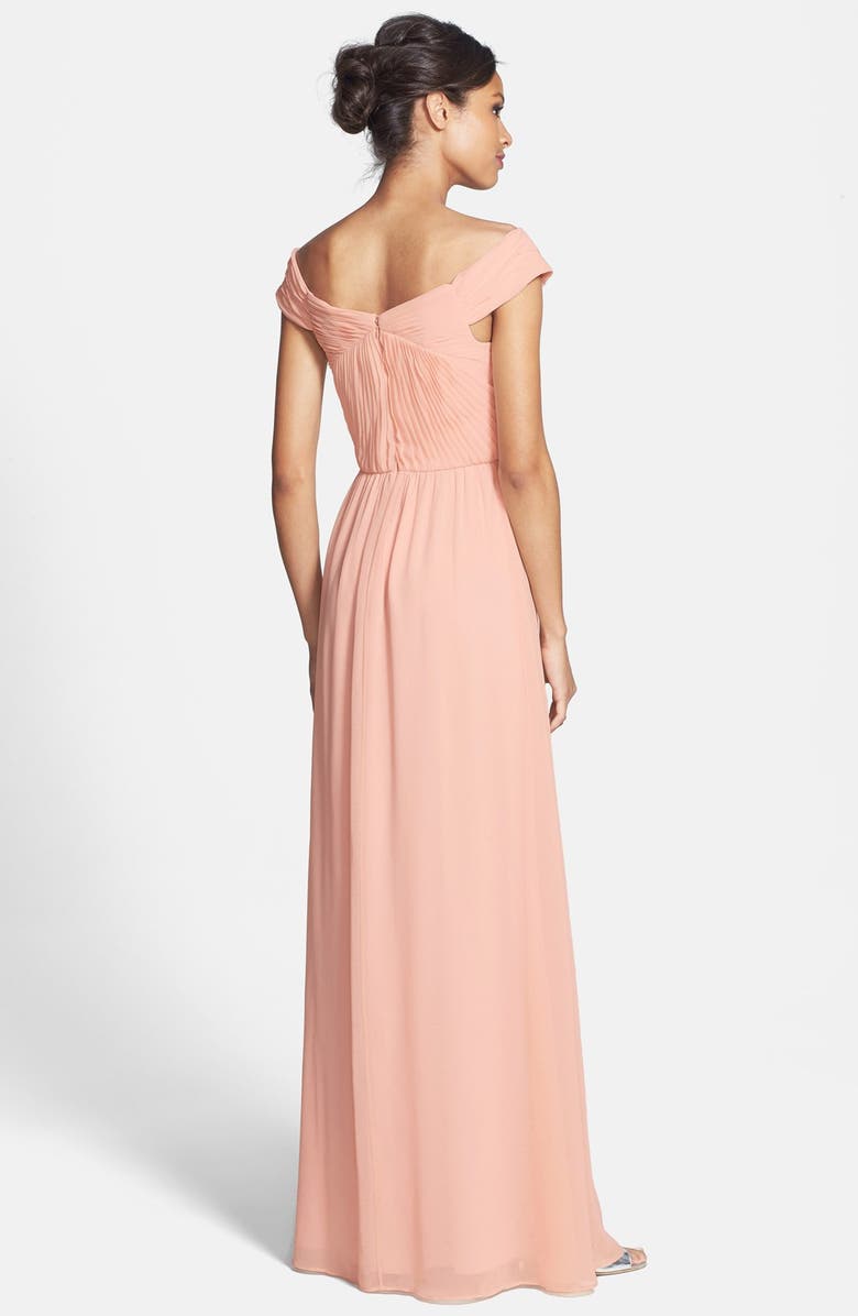 ERIN erin fetherston 'Clarisse' Off the Shoulder Front Twist Chiffon Gown, Alternate, color, 
