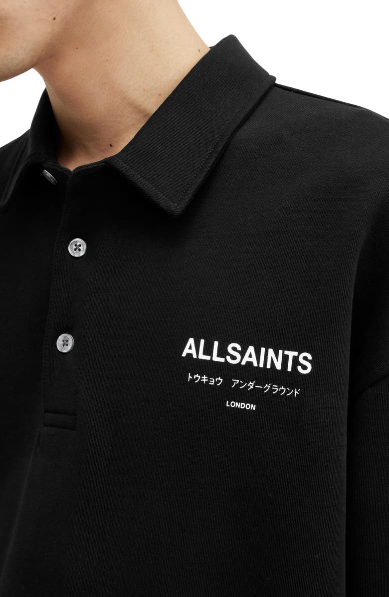 AllSaints Underground Long Sleeve Cotton Polo Sweatshirt, Alternate, color, 