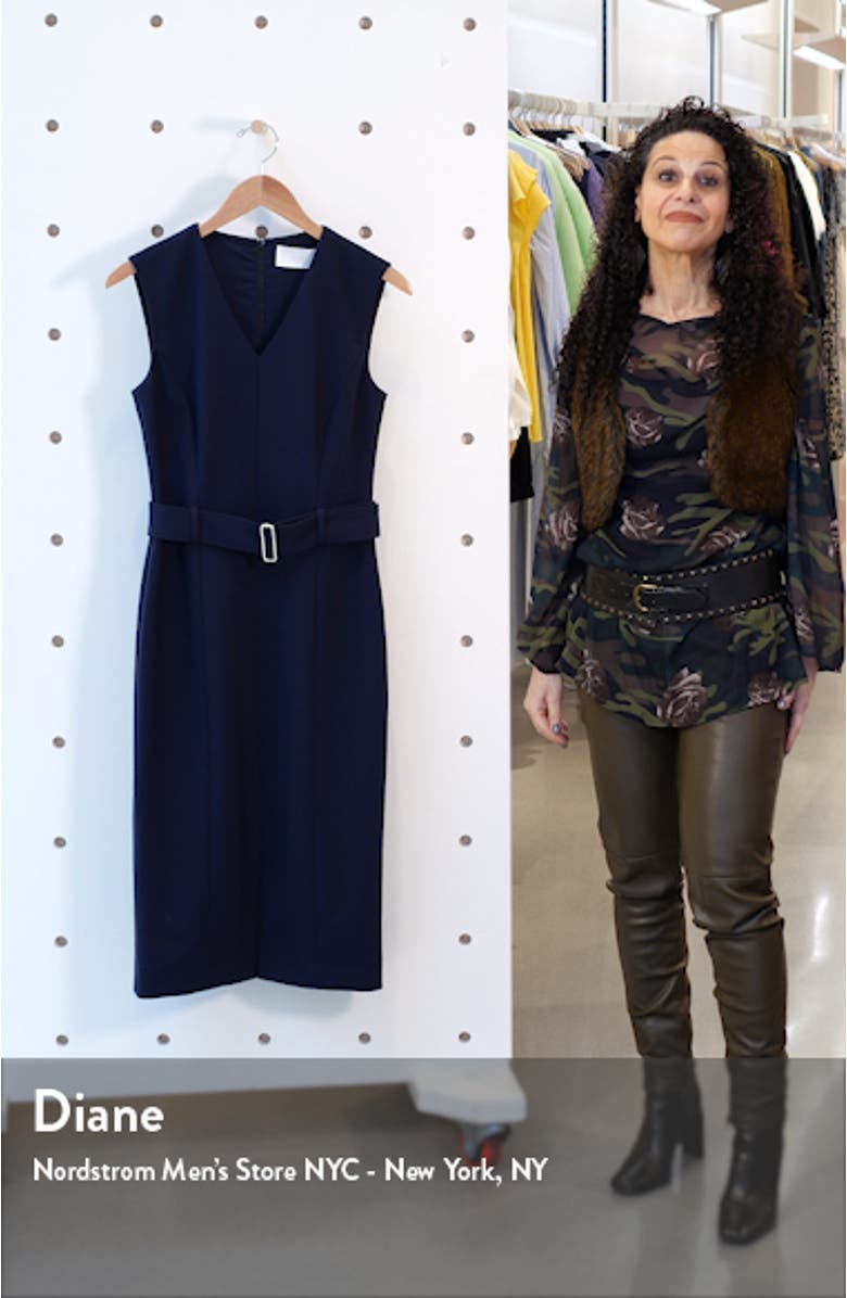 Dadorina Belted Front Slit Sheath Dress, sales video thumbnail