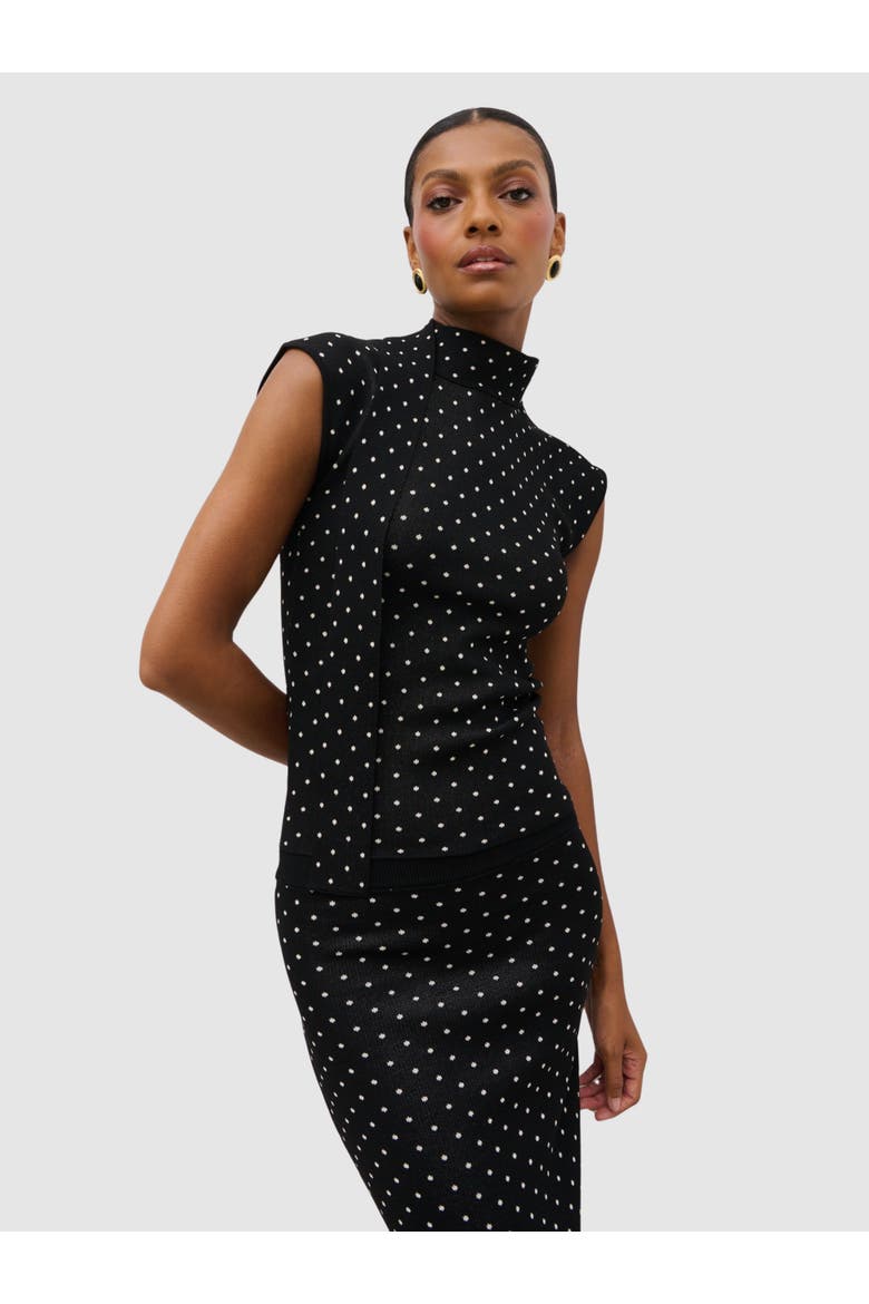 Bonnie Polka Dot High Neck Knit Top, Main, color, Black And Cream