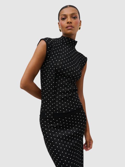 Bonnie Polka Dot High Neck Knit Top