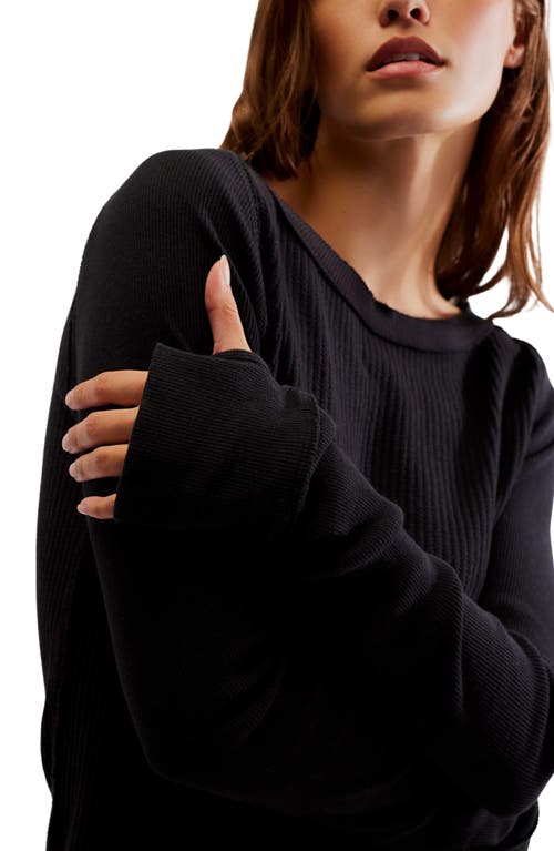 Free People Honey B Crewneck Top In Black