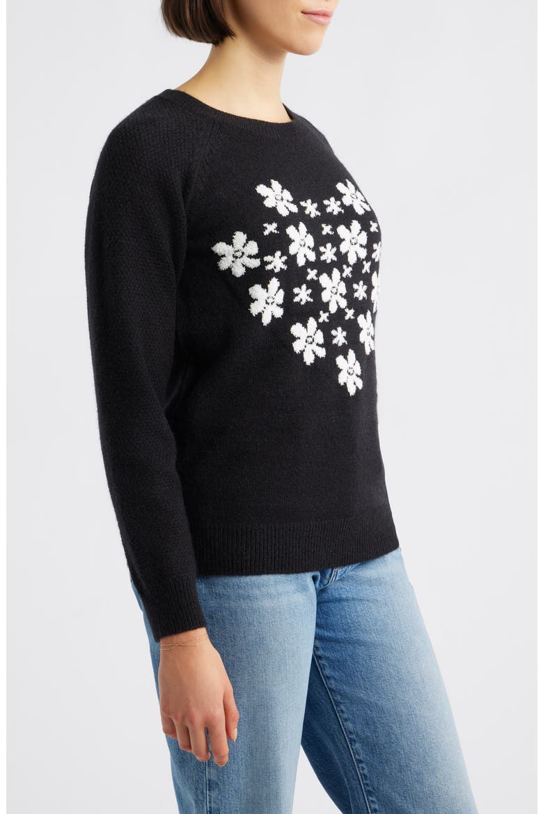 Floral Heart Graphic Crewneck Sweater, Alternate, color, BLACK/ IVORY