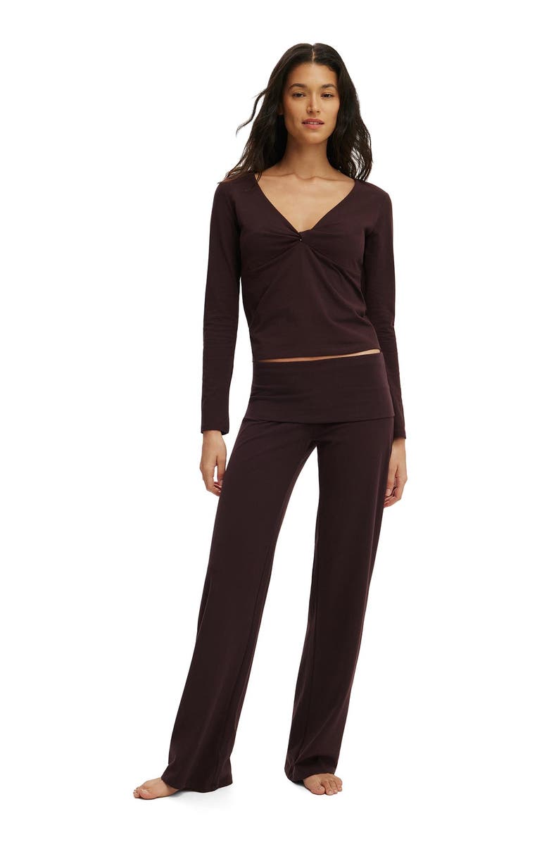 COTTON ON BODY Women's Dreamy Soft Roll Waist Pant, Alternate, color, Chocolate Plum