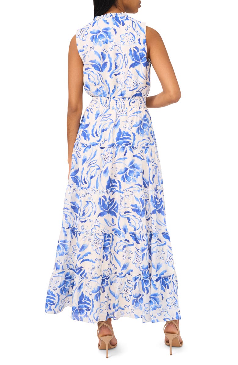 Halogen<sup>®</sup> Floral Tie Neck Sleeveless Tiered Maxi Dress, Alternate, color,