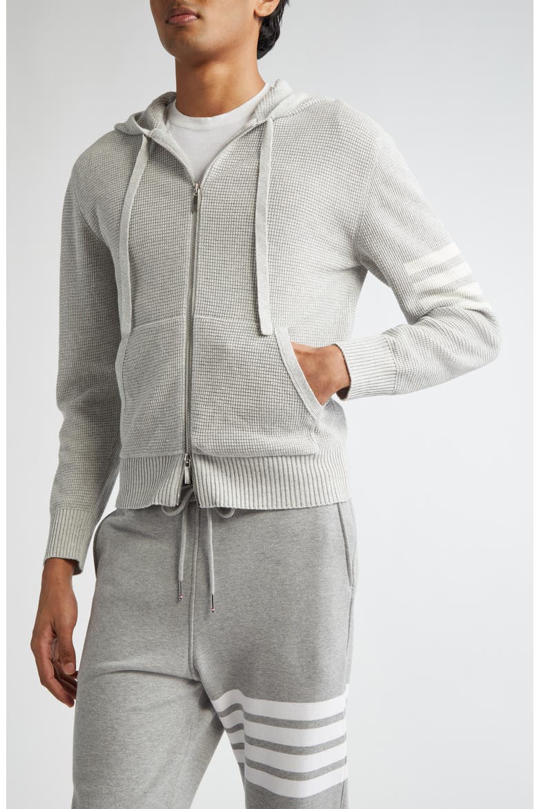 Textured Stitch Linen & Cotton Zip Hoodie, Alternate, color, 065 LT GREY