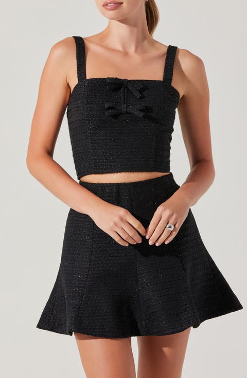 Kiona Diamante Tweed Crop Top