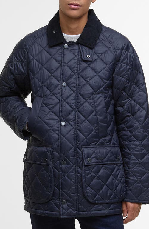 Barbour Diamond-quilting Corduroy-collar Jacket In Blue
