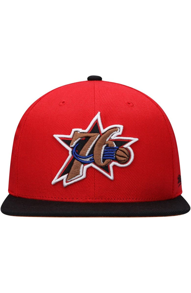 Mitchell & Ness Men's Mitchell & Ness Allen Iverson Red/Black Philadelphia 76ers Hardwood Classics Team Side Fitted Hat, Alternate, color, 