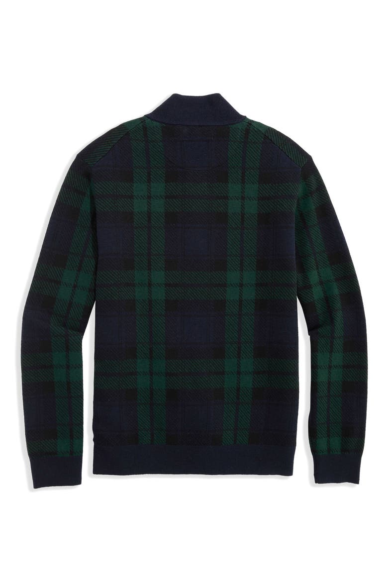 Plaid Quarter Zip Merino Wool & Cotton Sweater, Alternate, color, BLACKWATCH PLAID