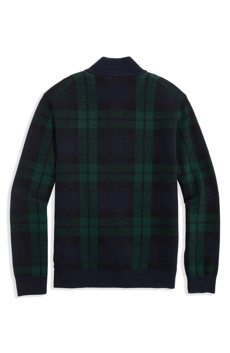 vineyard vines Plaid Quarter Zip Merino Wool & Cotton Sweater, Alternate, color, Blackwatch Plaid
