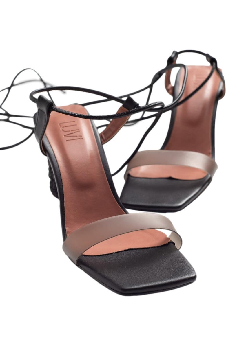 Prologue Shoes Rhea Block Heel Sandal, Main, color, Black Faux Leather