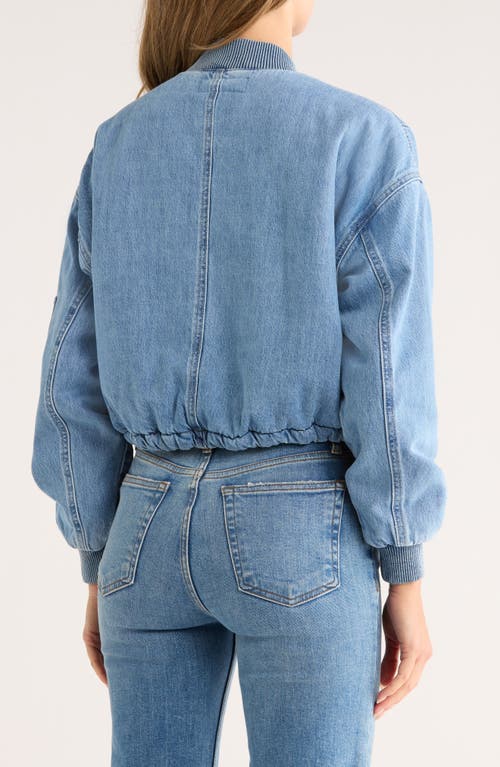 Blanknyc Faux Shearling Lined Denim Bomber Jacket In Blue