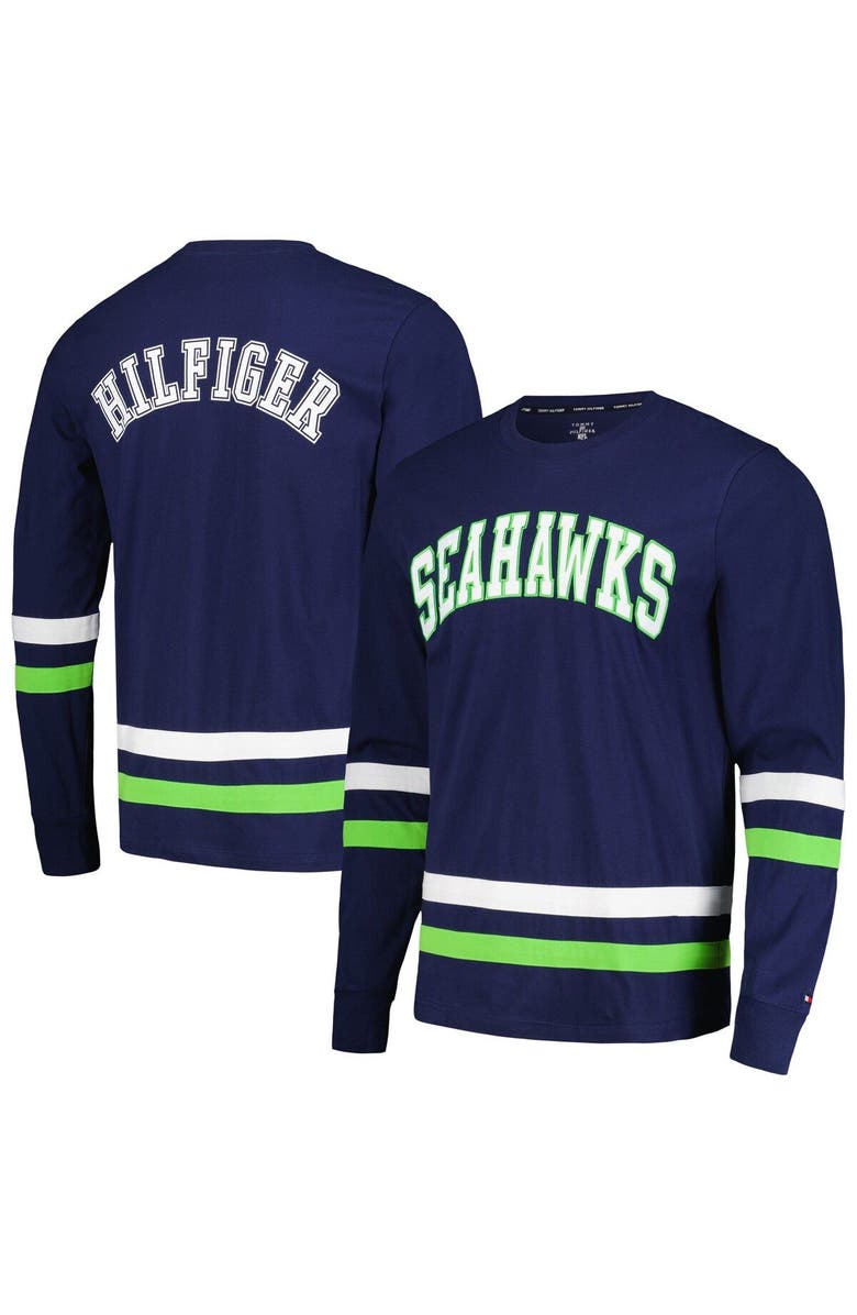 Tommy Hilfiger Men's Tommy Hilfiger College Navy/Neon Green Seattle Seahawks Nolan Long Sleeve T-Shirt, Main, color, Navy