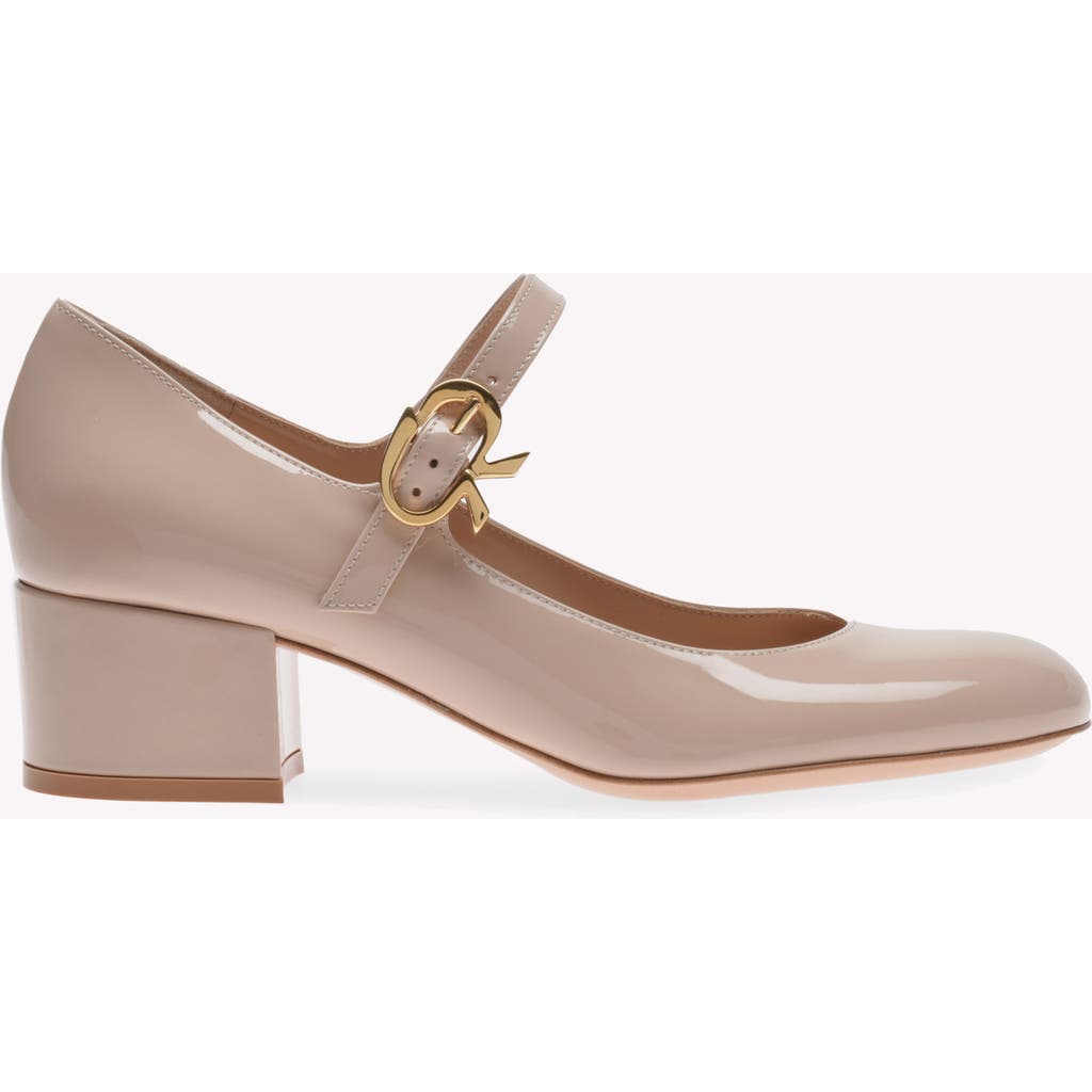 Gianvito Rossi Women's Mary Ribbon Block Heel Mary Jane Pumps In Pink Leather