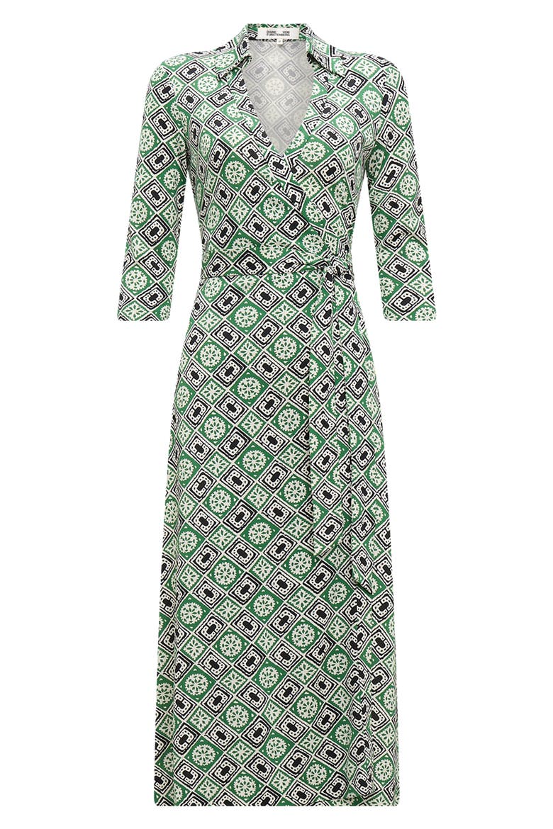 Abigail Geo Print Silk Wrap Midi Dress, Alternate, color, PAPER CUT GEO