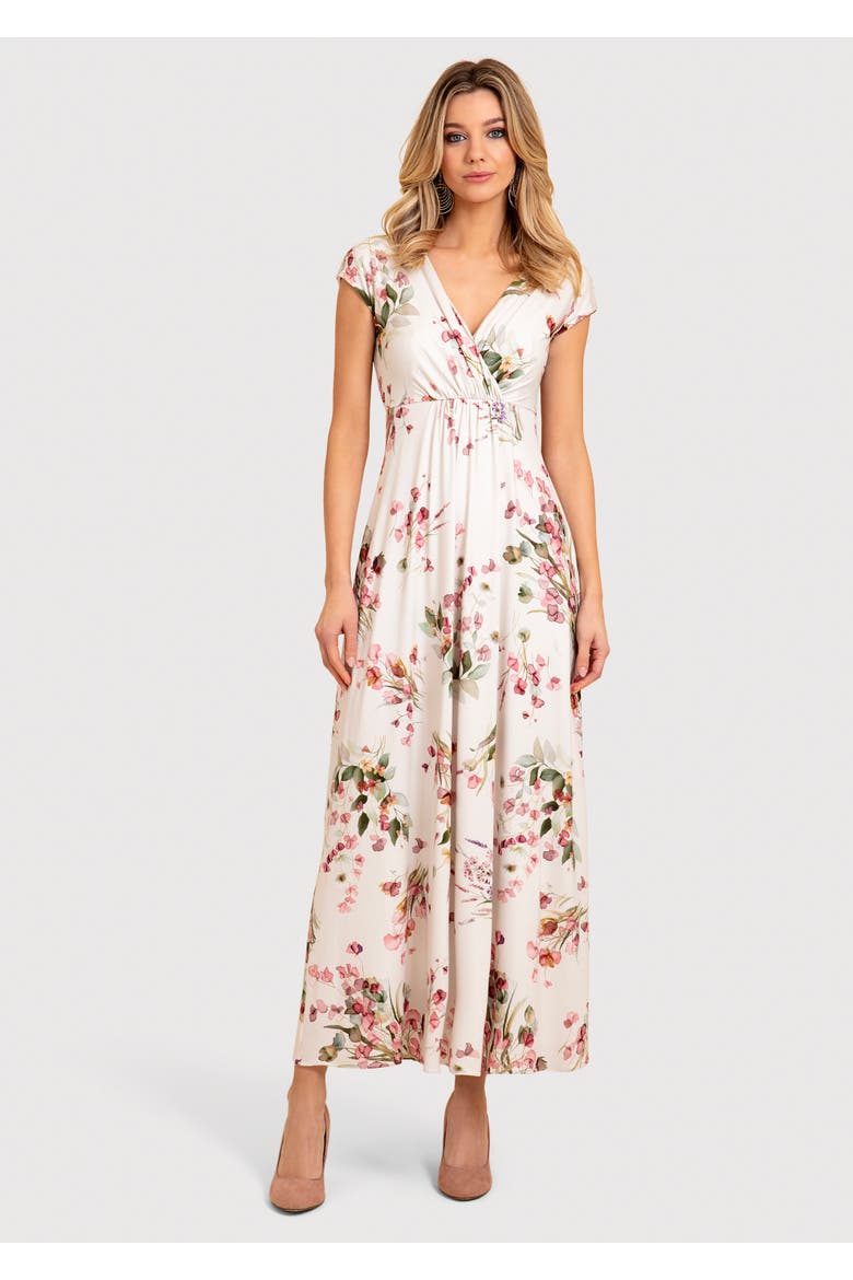 Sophia V-Neck Short Sleeve Maxi Dress, Main, color, Petal Pink Floral