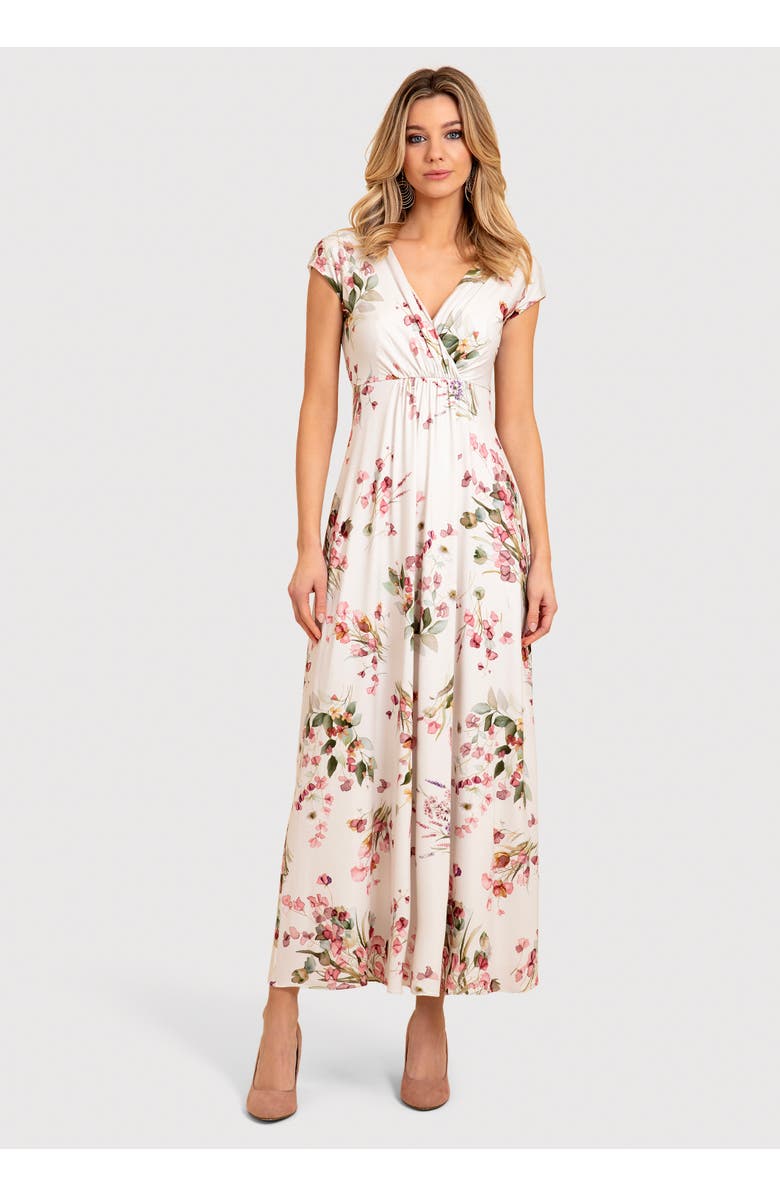 Alie Street London Sophia V-Neck Short Sleeve Maxi Dress, Main, color, Petal Pink Floral