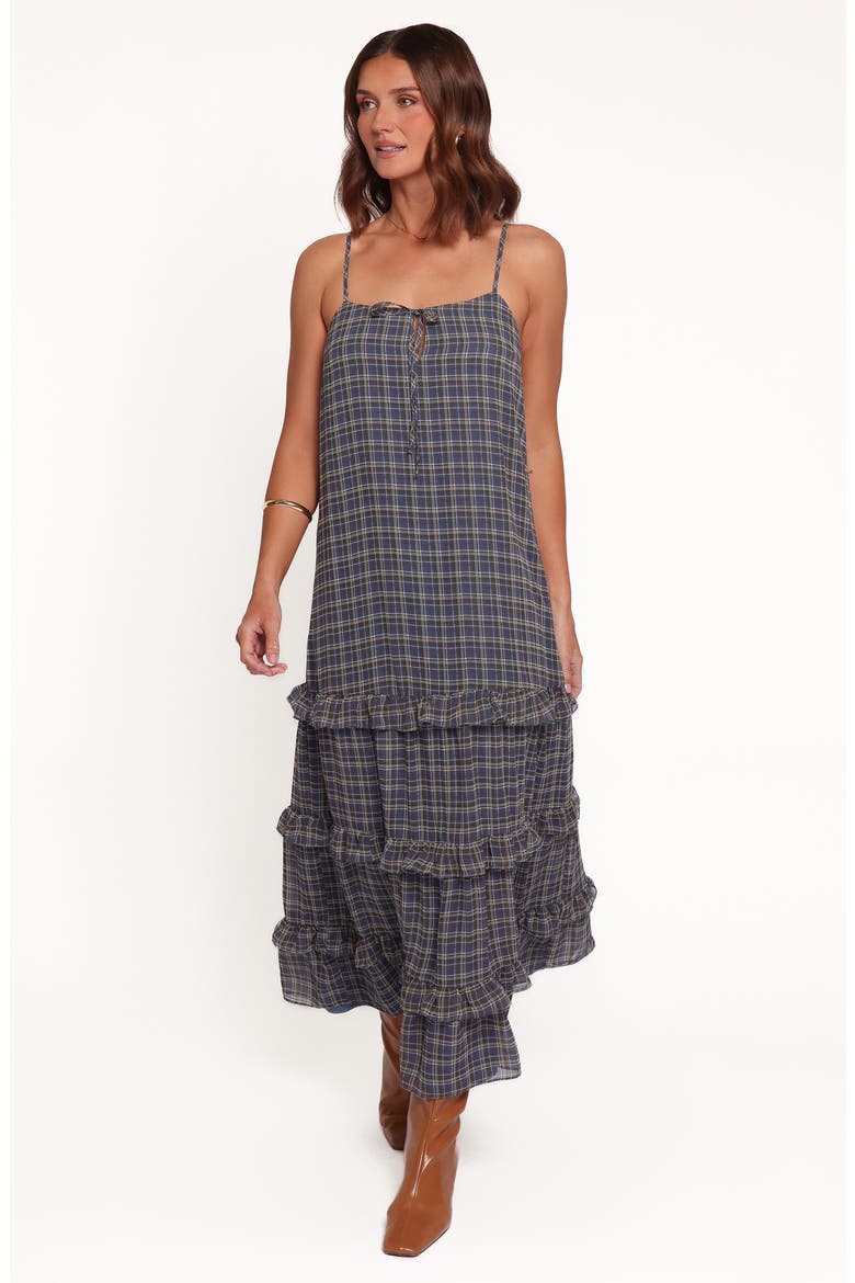 Minka Tiered Maxi Dress, Alternate, color, BLUE PLAID