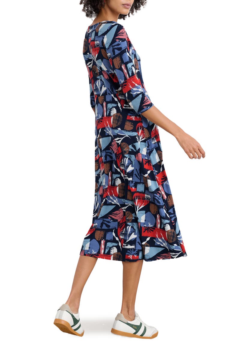 Wild Bouquet Stretch Organic Cotton Midi Dress, Alternate, color, MARINE FORMS MUSSEL