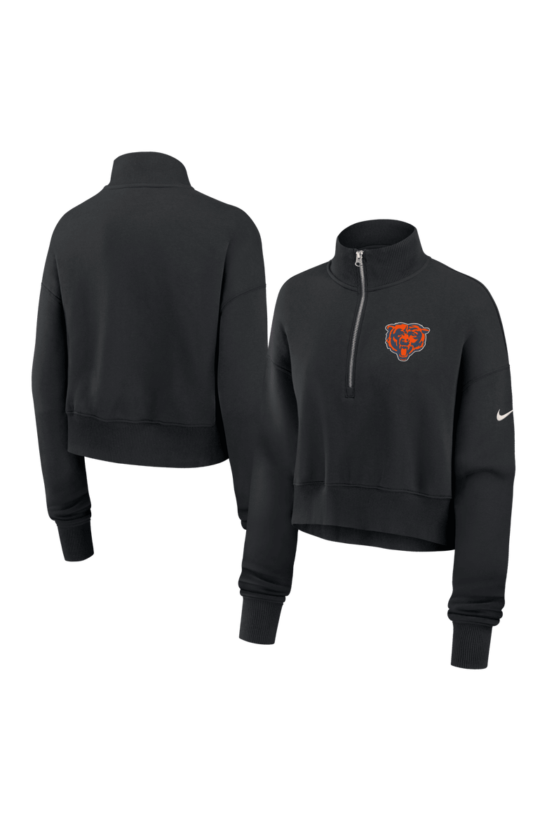 Women's Nike Black Chicago Bears Legacy Phoenix Fleece Cropped Half-Zip Sweatshirt, Main, color, Black