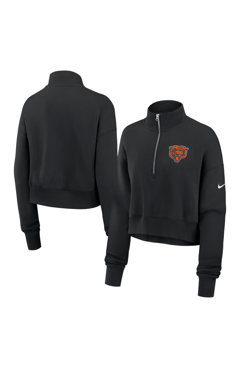 Nike Women's Nike Black Chicago Bears Legacy Phoenix Fleece Cropped Half-Zip Sweatshirt, Main, color, Black