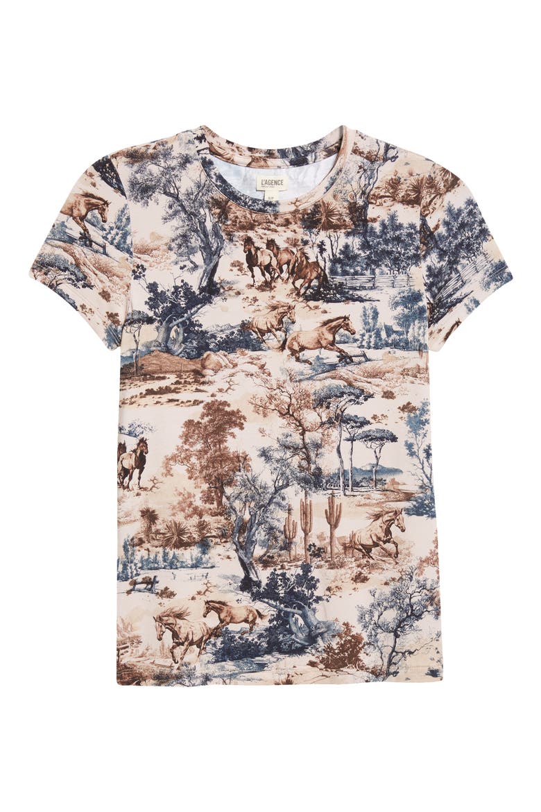 Ressi Western Print Short Sleeve Top, Alternate, color, TAN MULTI WESTERN TOILE