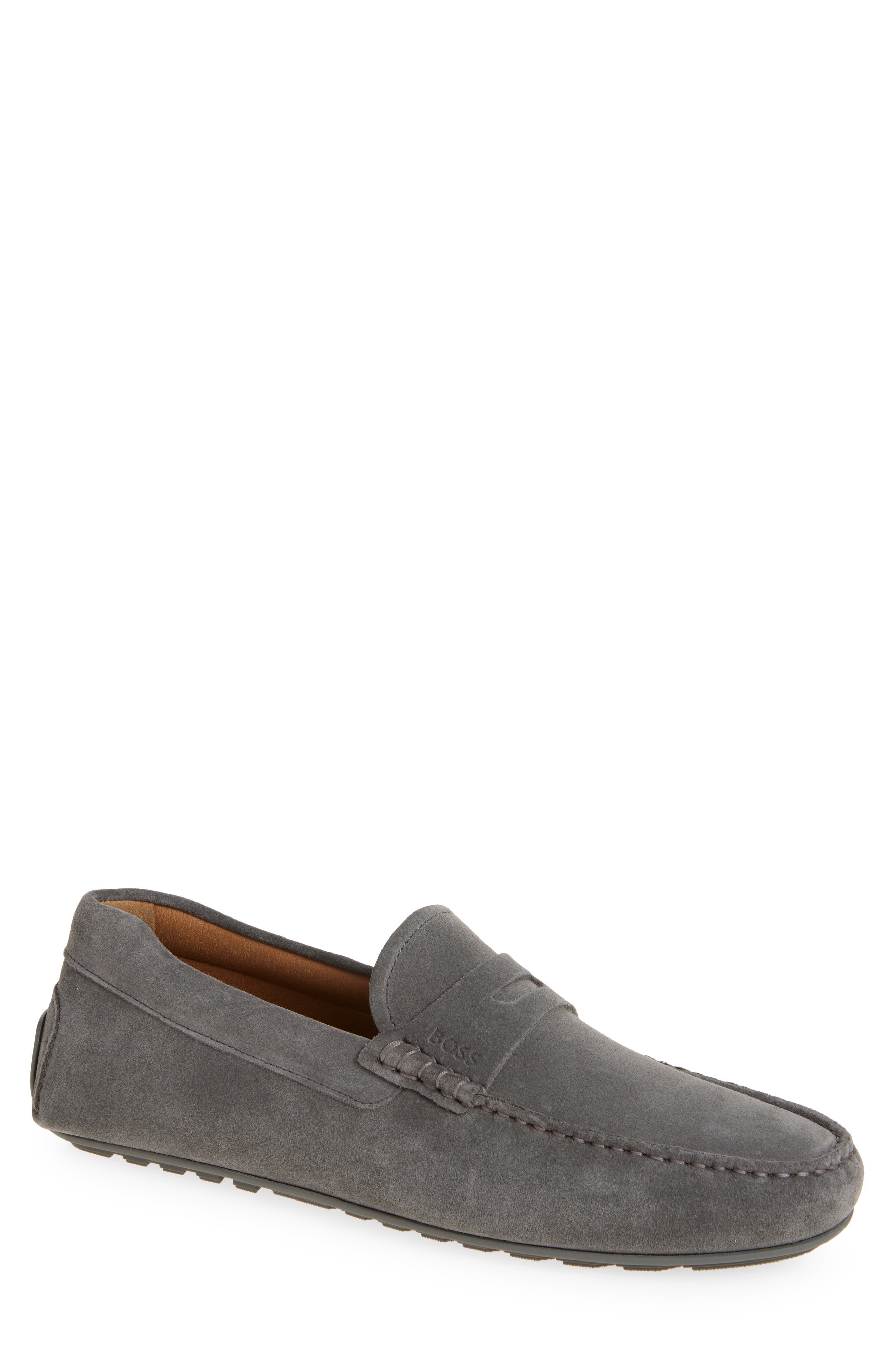 BOSS Noel Penny Loafer, Main, color, Medium Grey
