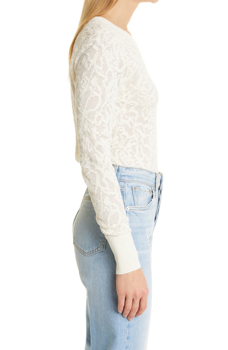 rag & bone Perry Long Sleeve Crewneck Cotton Blend Lace Top, Alternate, color, Ivory