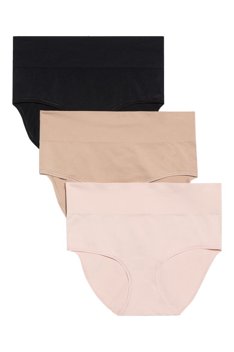 Seamless 3-Pack Briefs, Alternate, color, PINK- TAN- BLACK MULTI
