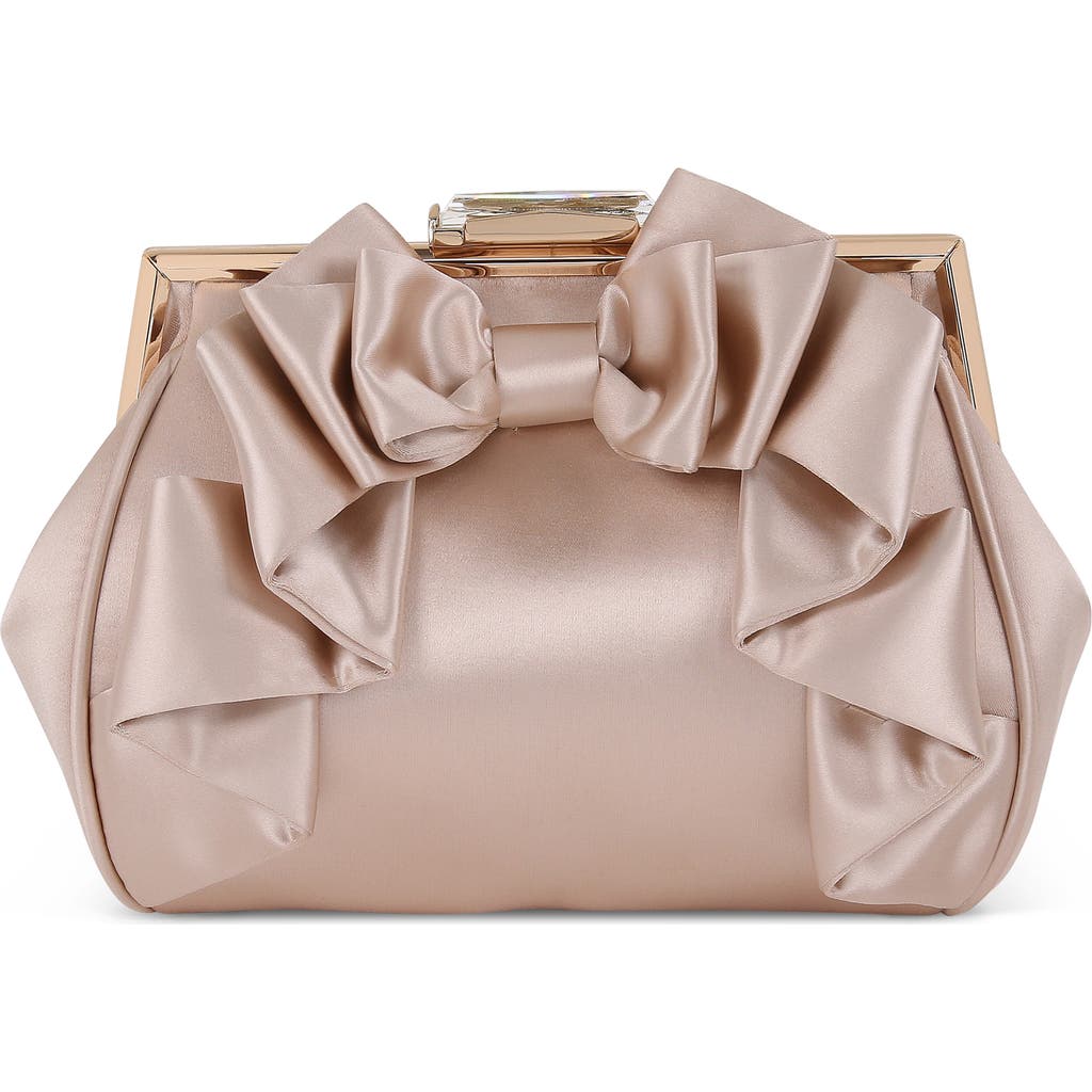 Jewel Badgley Mischka Mae Bow Pouch Clutch In Gold
