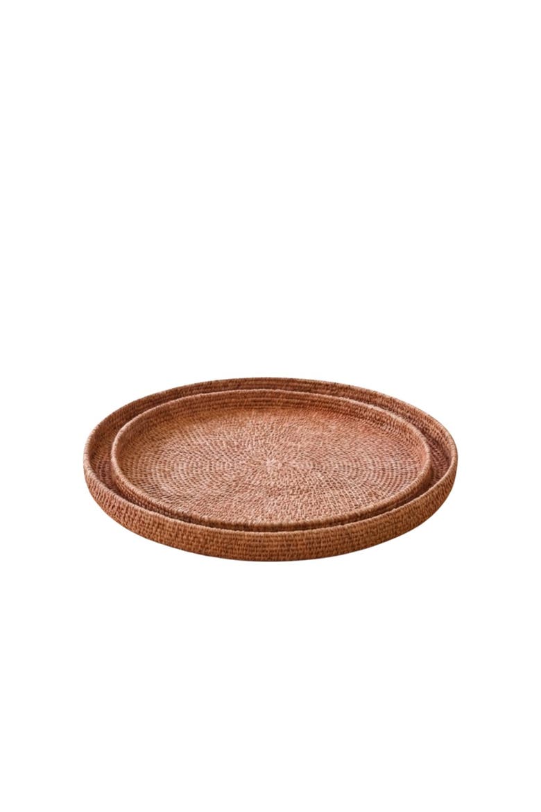 Hydra Woven Seagrass Tray - Set of 2, Main, color, Rose