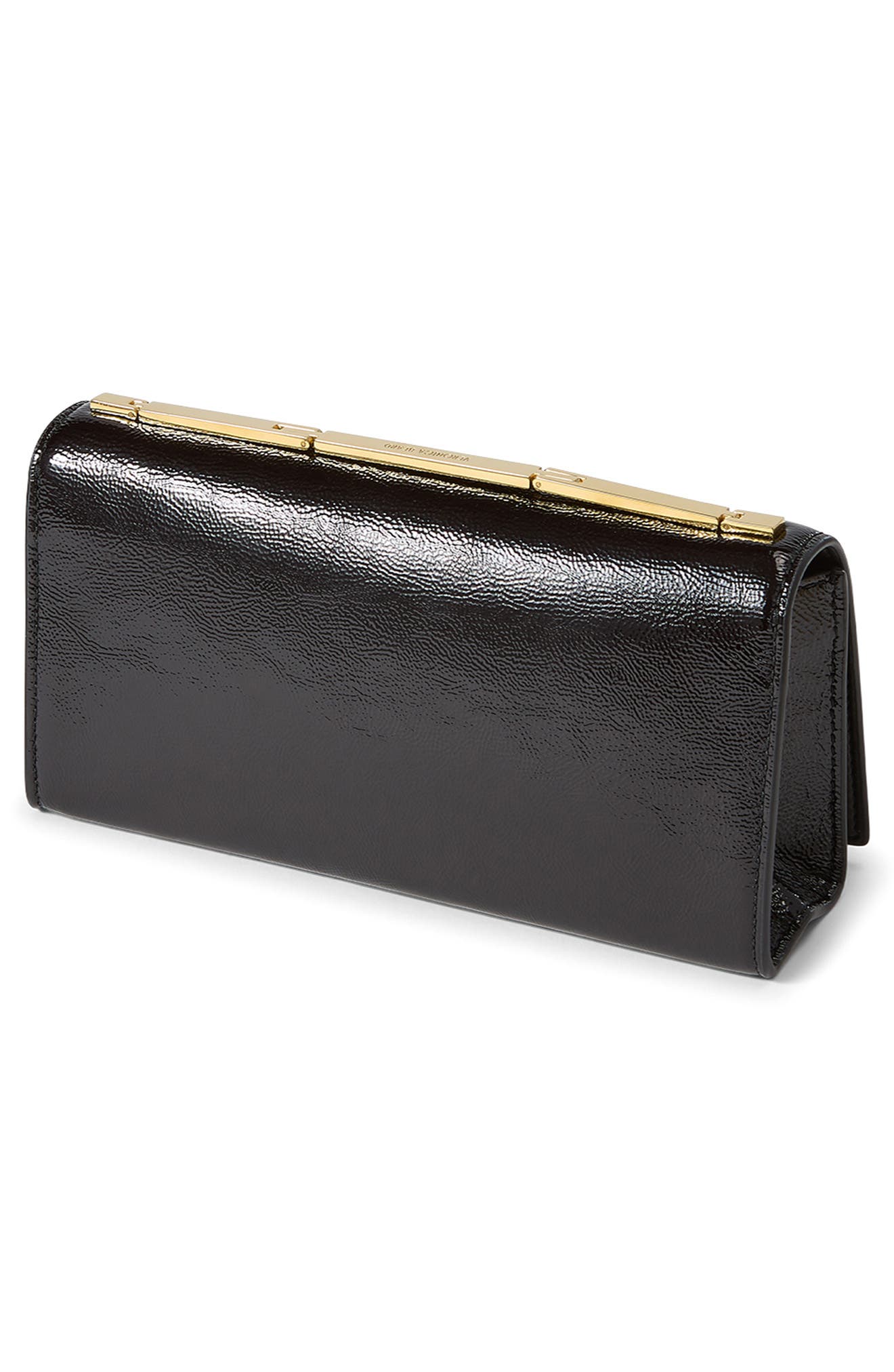 Veronica Beard Barre Patent Leather Clutch, Alternate, color, Black