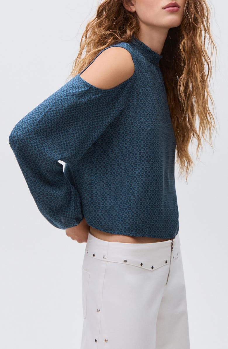 MANGO TEEN Print Cutout Top, Alternate, color, Navy