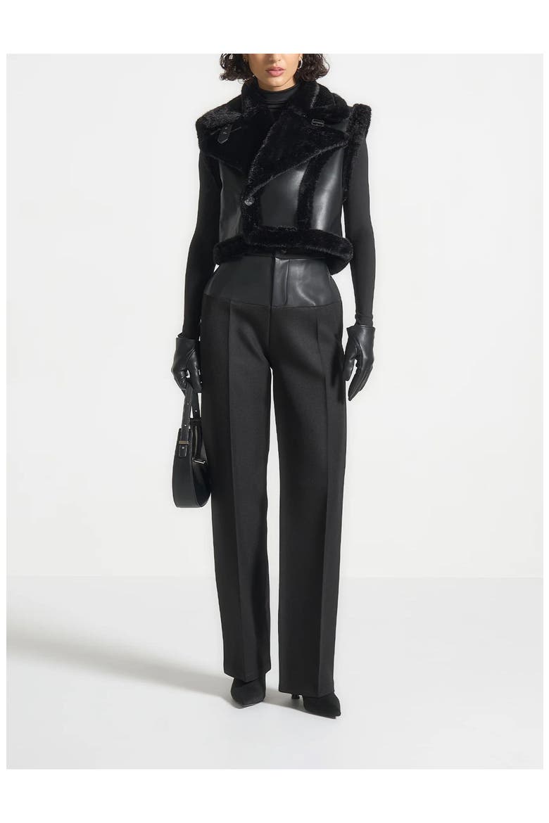 Kena Leather & Plush 2-in-1 Gilet Jacket, Alternate, color, Black