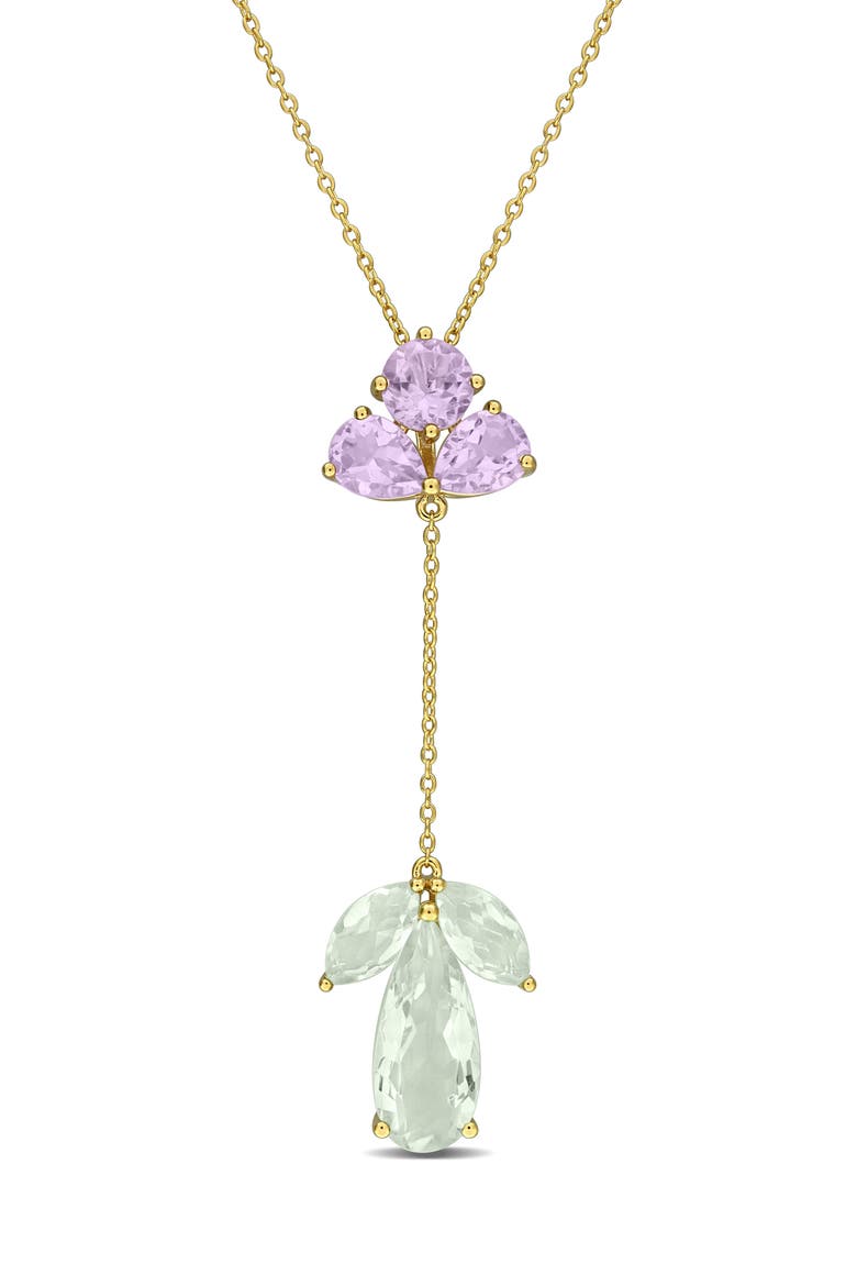 Rose de France Green Quartz & Amethyst Lariat Necklace, Main, color, PURPLE MULTI
