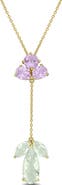 DELMAR Rose de France Green Quartz & Amethyst Lariat Necklace