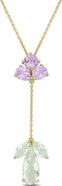 DELMAR Rose de France Green Quartz & Amethyst Lariat Necklace