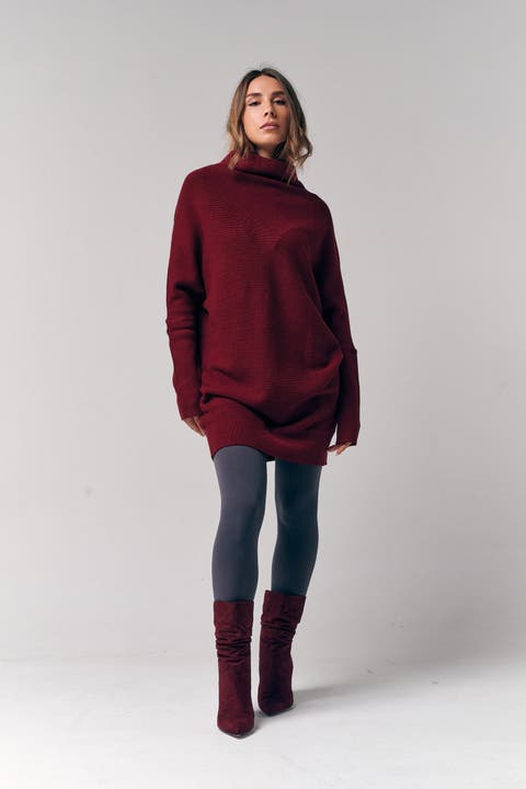 Slouch Neck Dolman Sweater Dress