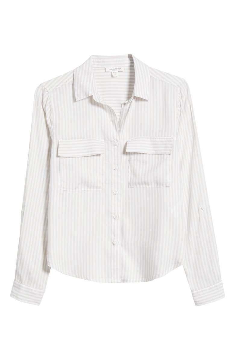 beachlunchlounge Fallon Crop Button-Up Shirt, Alternate, color, Light Cocoa