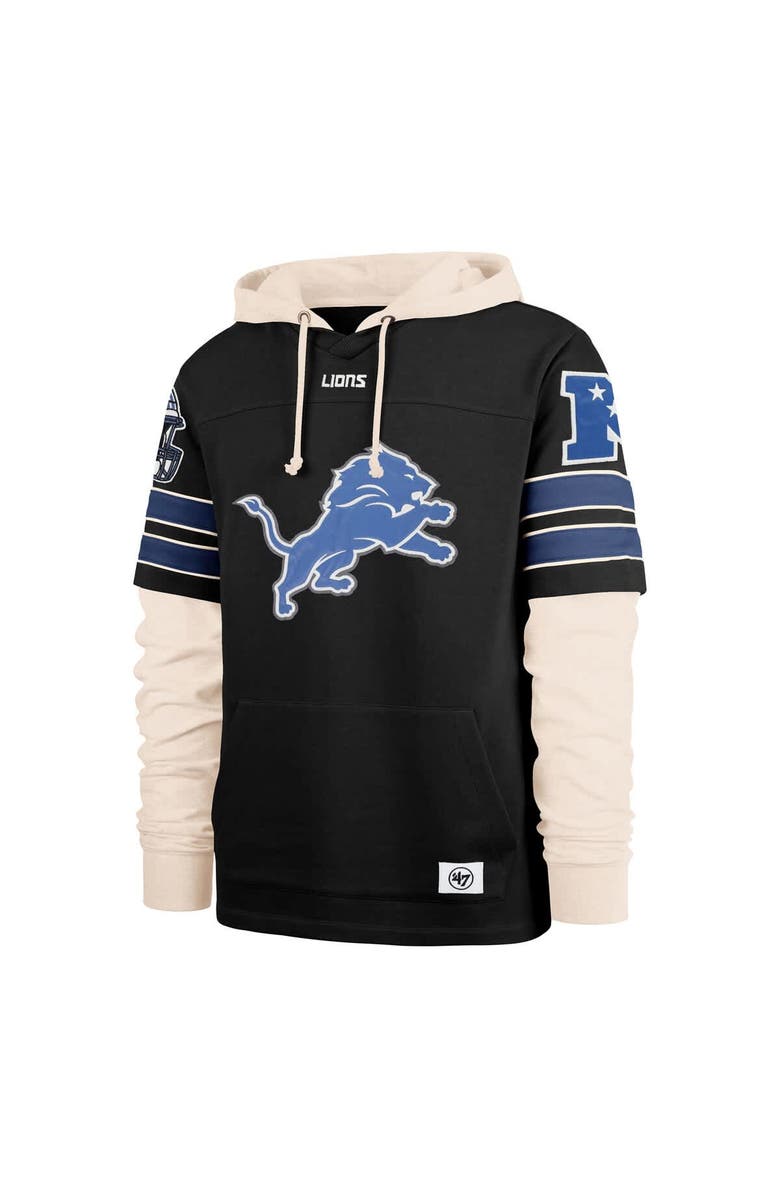 '47 Men's '47  Black Detroit Lions Split Zone Cornerback Duo Hoodie, Alternate, color, 