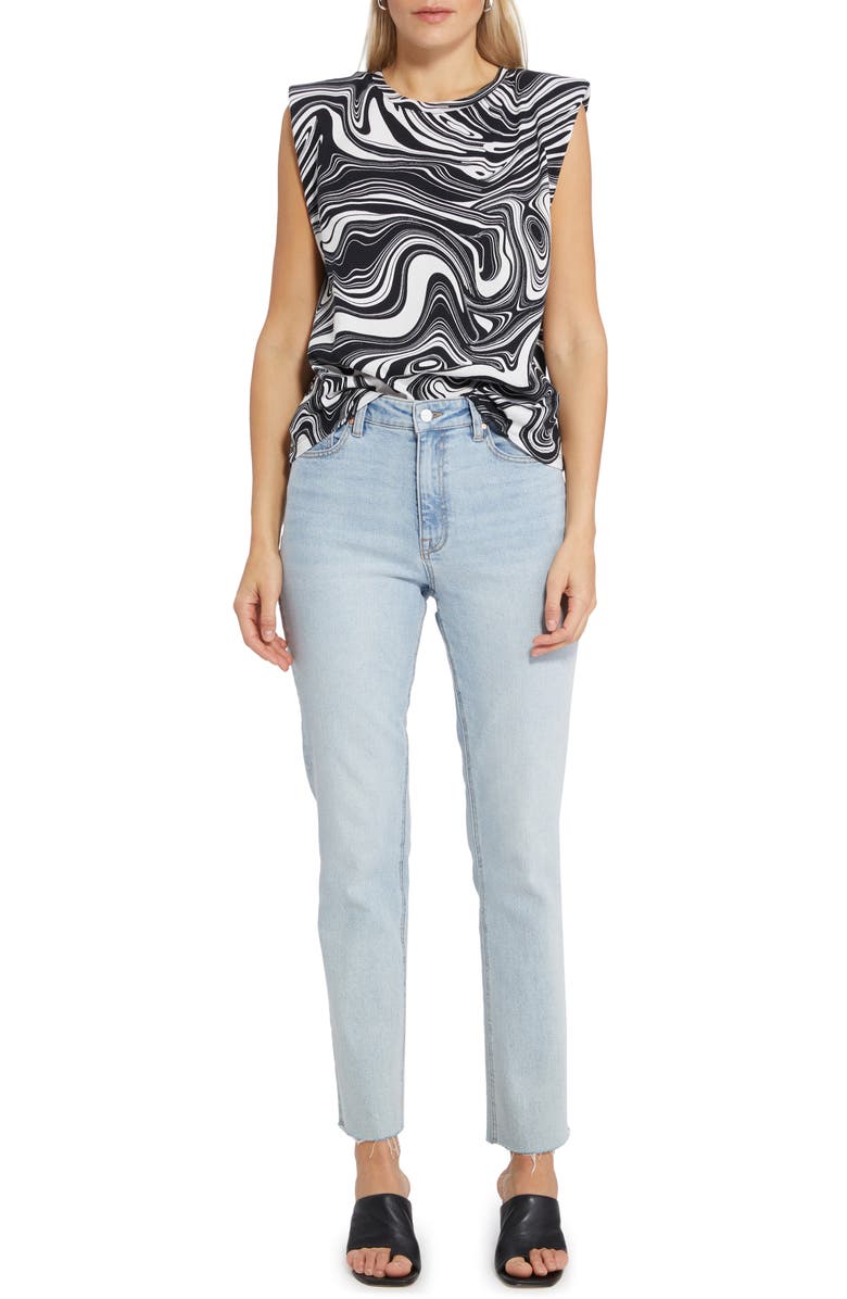 Sanctuary Marbleized Organic Cotton Shoulder Pad Top, Alternate, color, 